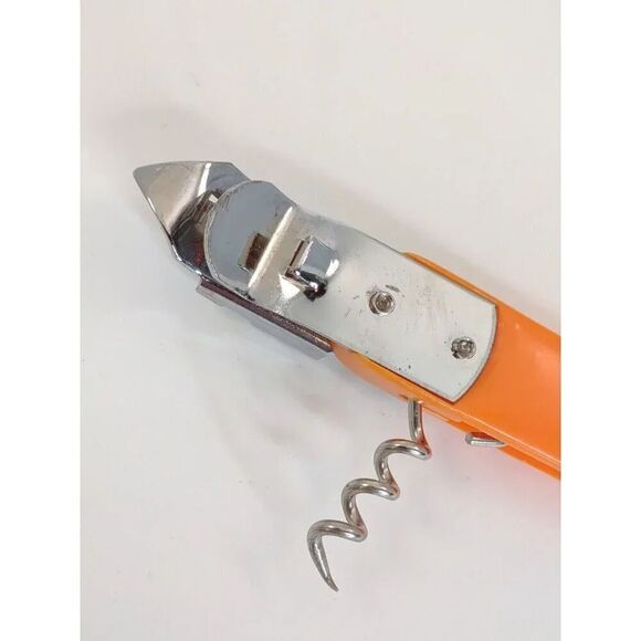 Vintage Ekco Bottle Opener Retractable Corkscrew Wine Opener- Orange Made in USA - Picture 2 of 12